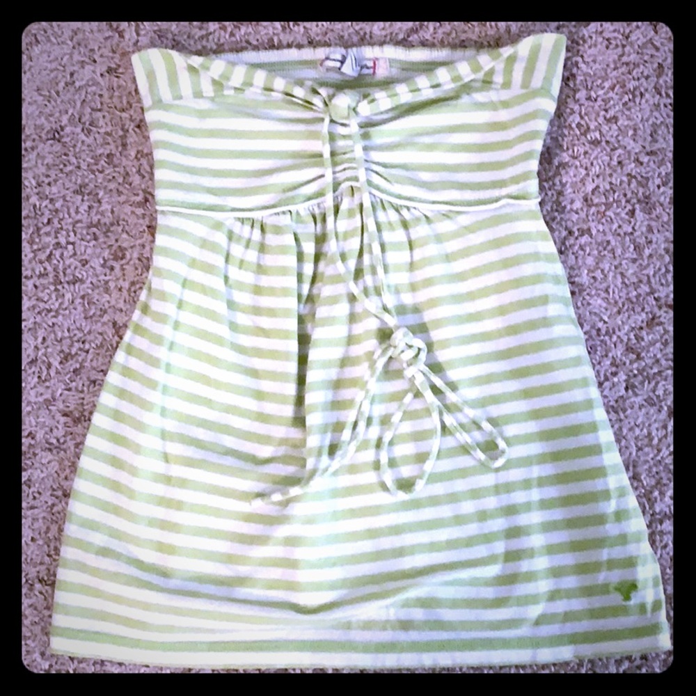 Green/White Stripe Halter/Strapless Top